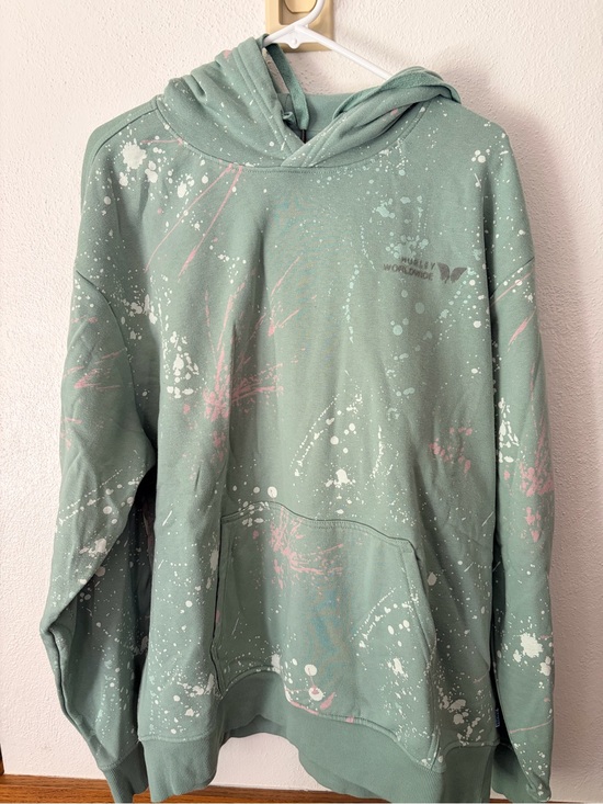Hurley Tops - Hurley Mint Green Paint-Splatter Hoodie